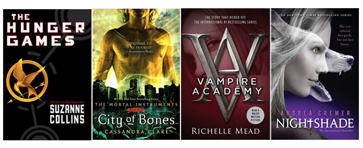 The Hunger Games, City of Bones, Vampire Academy, Nightshade
